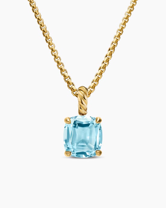 Marbella Pendant in 18ct Yellow Gold with Sky Blue Topaz, 12mm