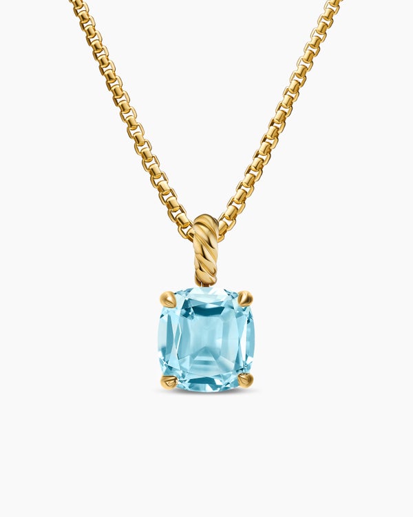 Marbella Pendant in 18K Yellow Gold with Sky Blue Topaz, 12mm