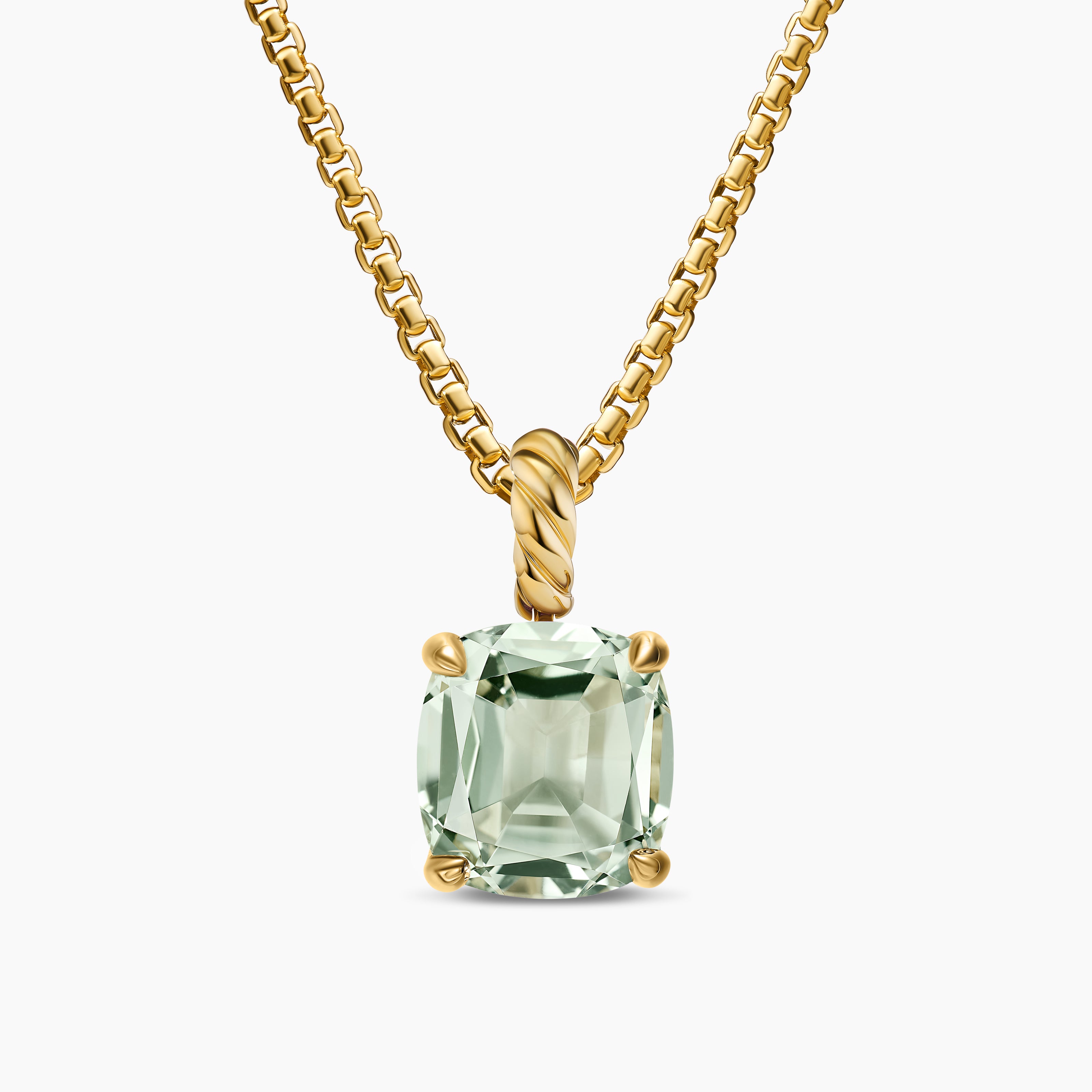 Womens Marbella Pendant in 18K Yellow Gold with Prasiolite, 12mm