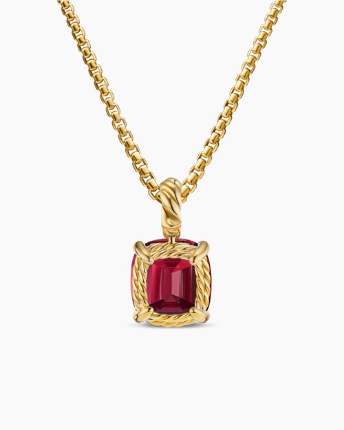 Womens Marbella Pendant in 18K Yellow Gold with Rhodolite Garnet, 12mm
