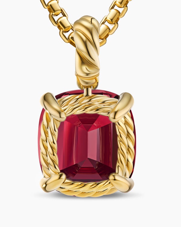 Marbella Pendant in 18K Yellow Gold with Rhodolite Garnet, 12mm
