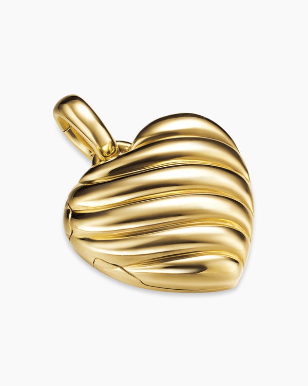 Sculpted Cable Heart Locket in 18K Yellow Gold, 23mm
