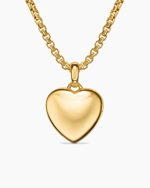 Womens Sculpted Cable Heart Locket in 18K Yellow Gold, 23mm