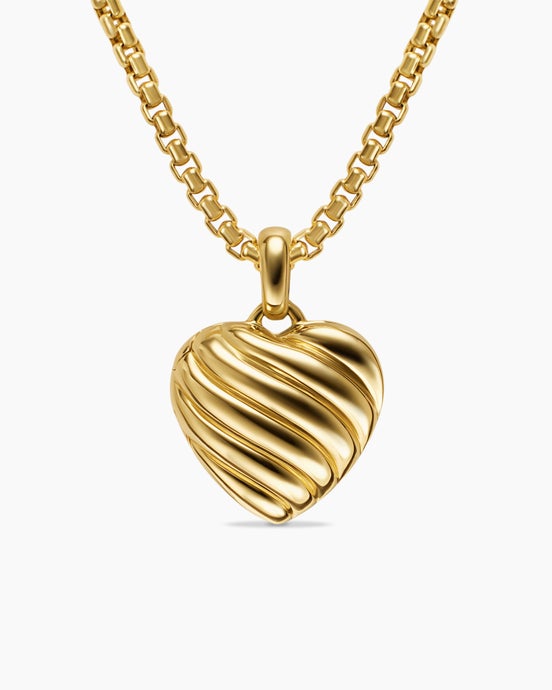 Sculpted Cable Heart Locket in 18K Yellow Gold, 23mm