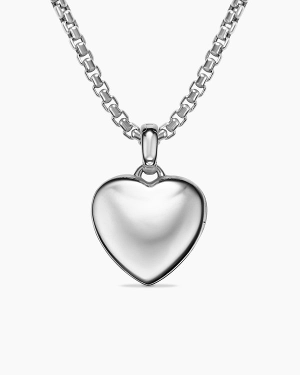 Sculpted Cable Heart Locket in Sterling Silver, 23mm
