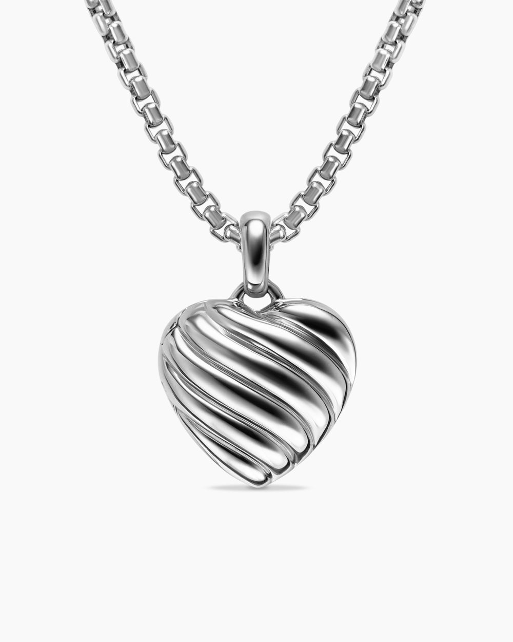 Amulette médaillon avec cœur Sculpted Cable en argent sterling, 23 mm femmes