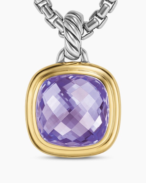 Womens Albion® Pendant in Sterling Silver with 18K Yellow Gold and Amethyst, 11mm