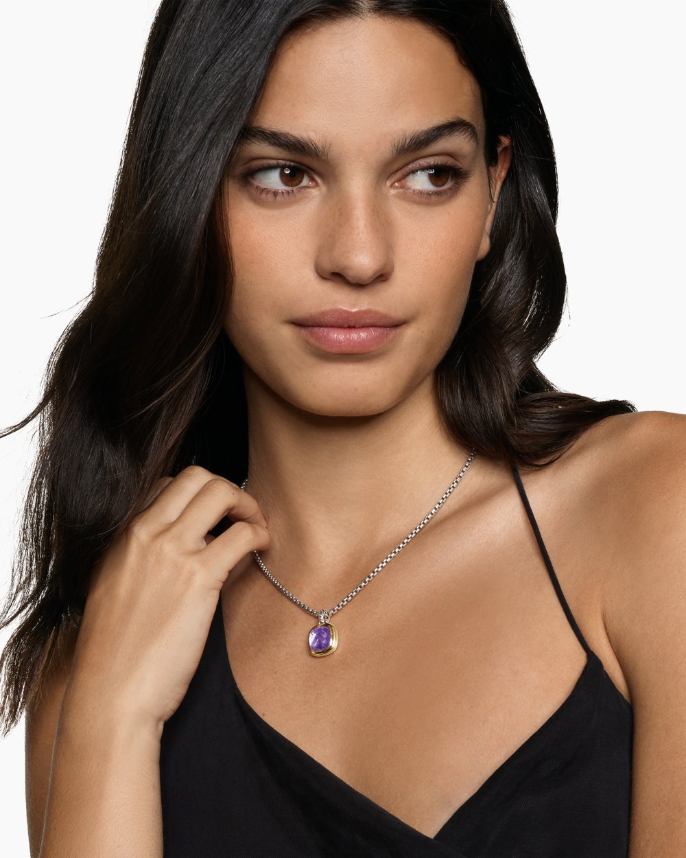 Womens Albion® Pendant in Sterling Silver with 18K Yellow Gold and Amethyst, 11mm