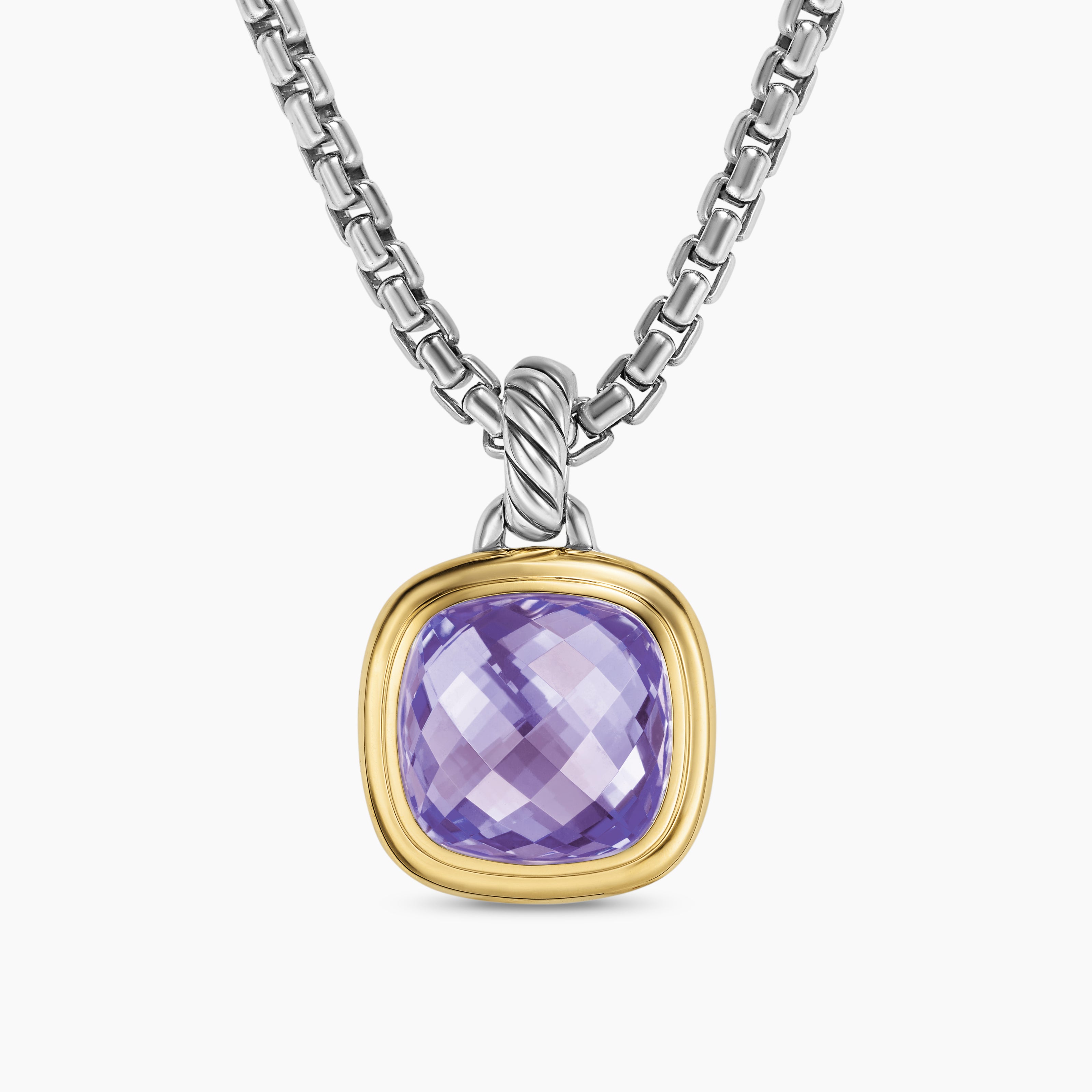Womens Albion&reg; Pendant in Sterling Silver with 18K Yellow Gold and Amethyst, 11mm
