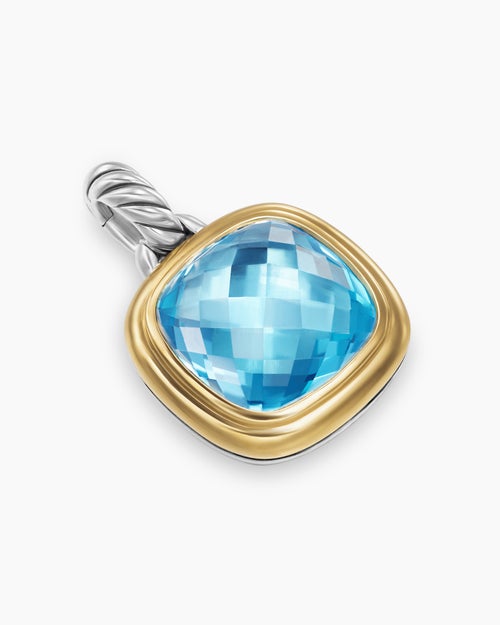 Womens Albion® Pendant in Sterling Silver with 18K Yellow Gold and Blue Topaz, 11mm