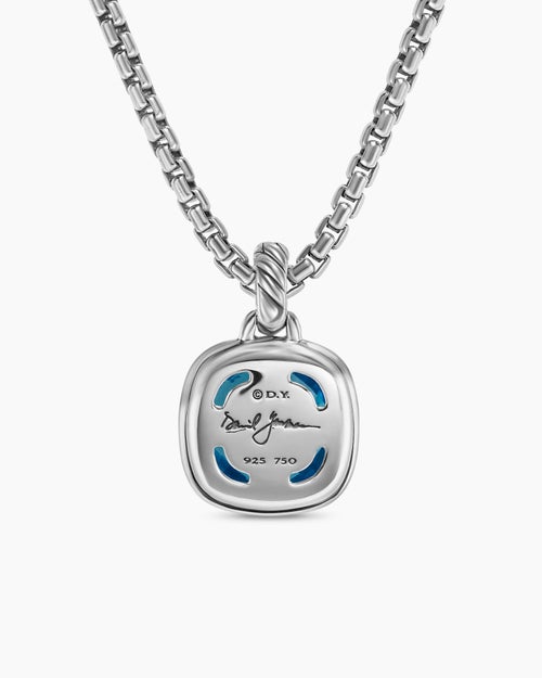 Womens Albion® Pendant in Sterling Silver with 18K Yellow Gold and Blue Topaz, 11mm