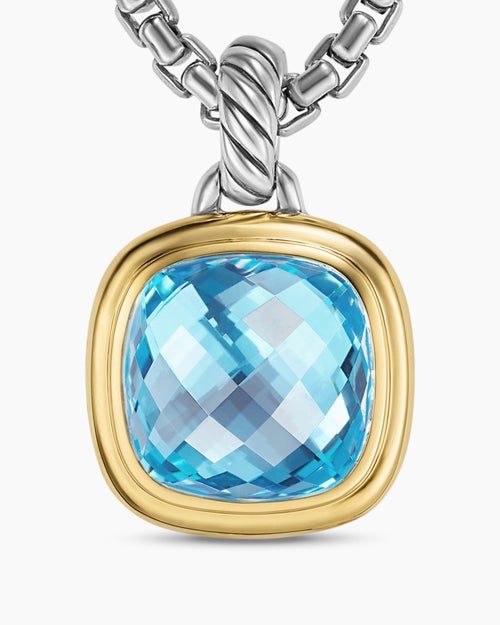 Womens Albion® Pendant in Sterling Silver with 18K Yellow Gold and Blue Topaz, 11mm