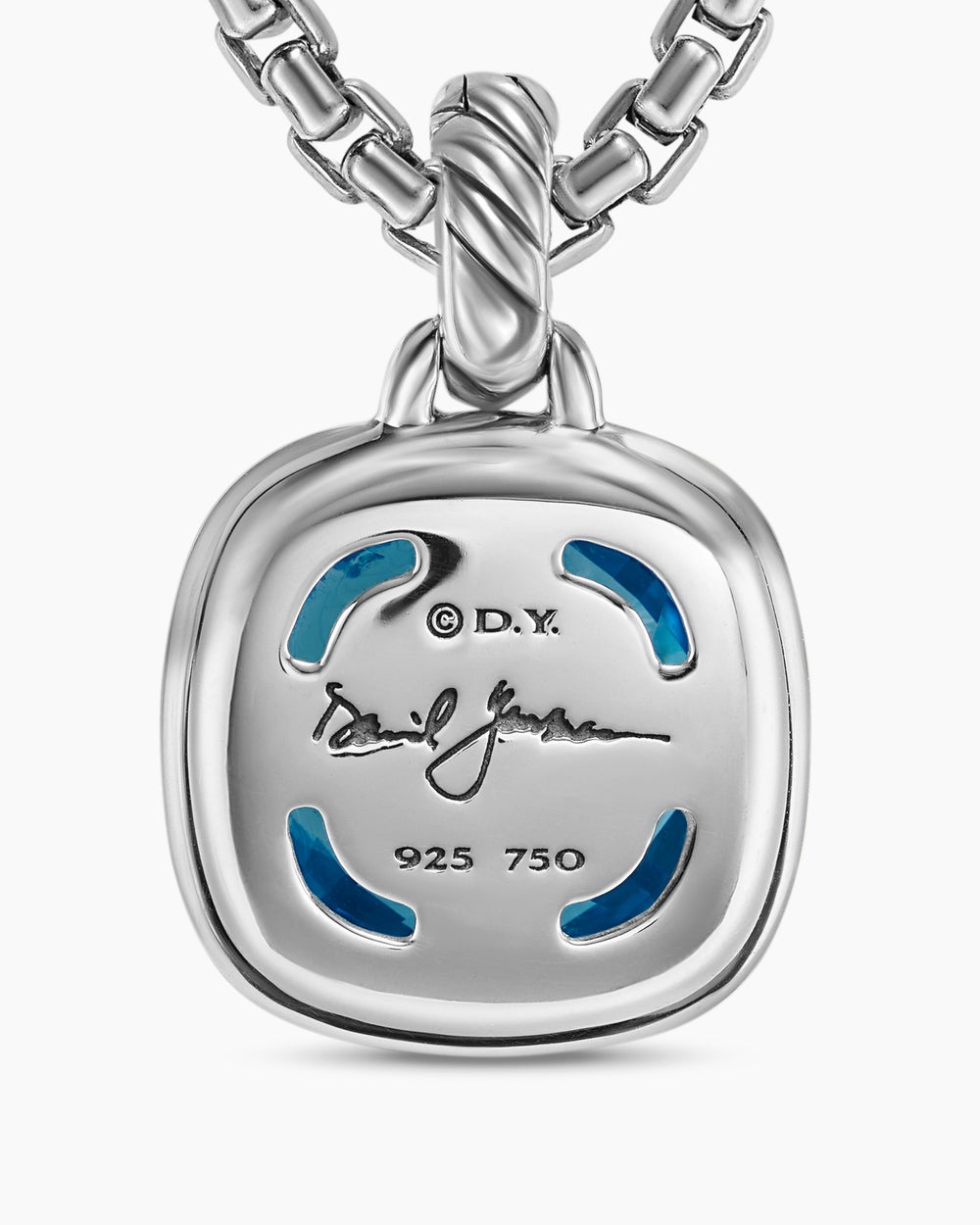 Womens Albion® Pendant in Sterling Silver with 18K Yellow Gold and Blue Topaz, 11mm