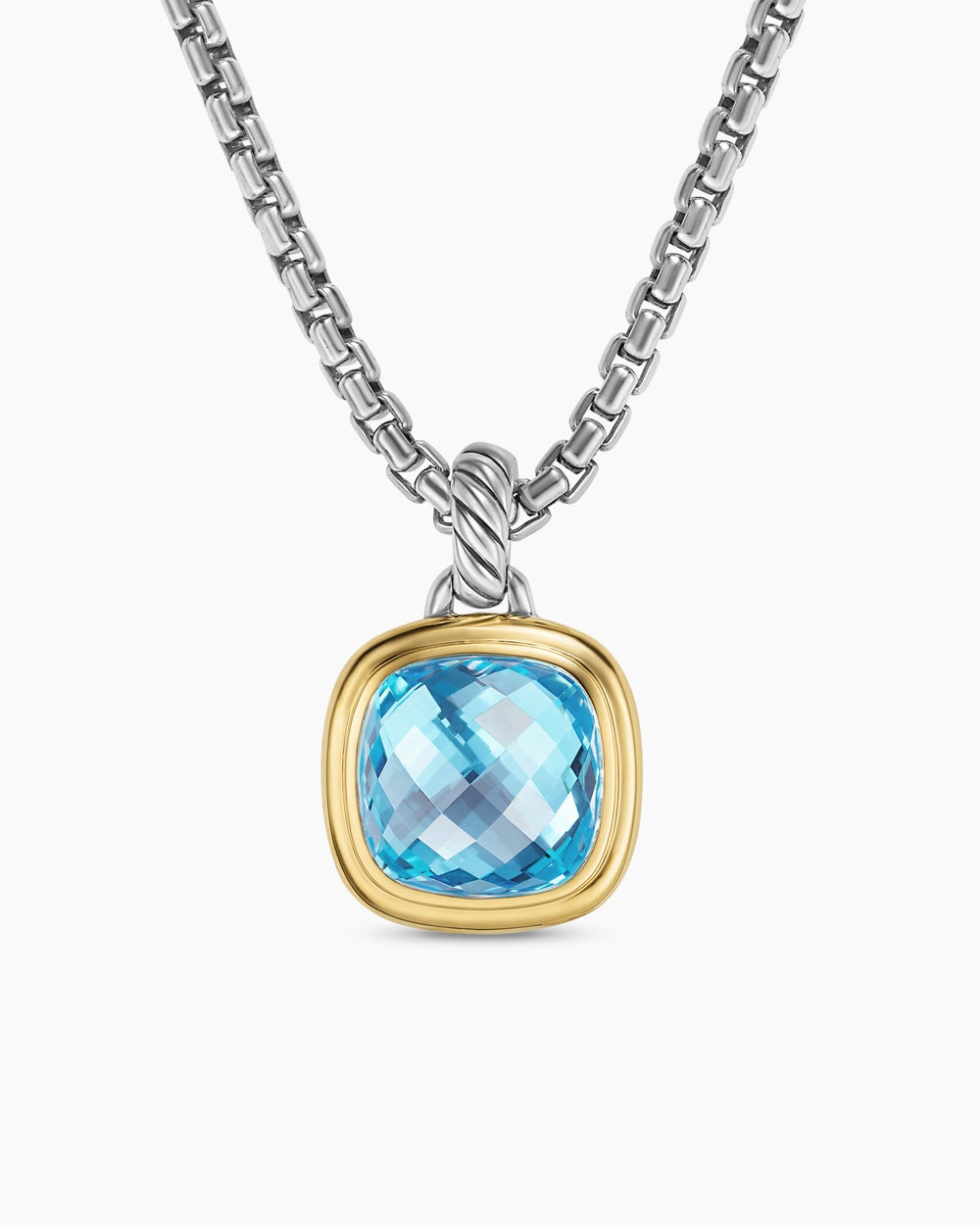 Womens Albion® Pendant in Sterling Silver with 18K Yellow Gold and Blue Topaz, 11mm