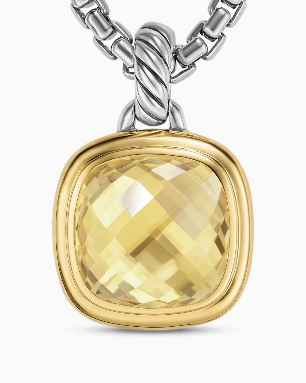 Womens Albion® Pendant in Sterling Silver with 18K Yellow Gold and Champagne Citrine, 11mm