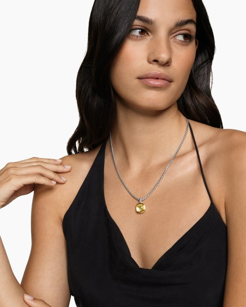 Womens Albion® Pendant in Sterling Silver with 18K Yellow Gold and Champagne Citrine, 11mm