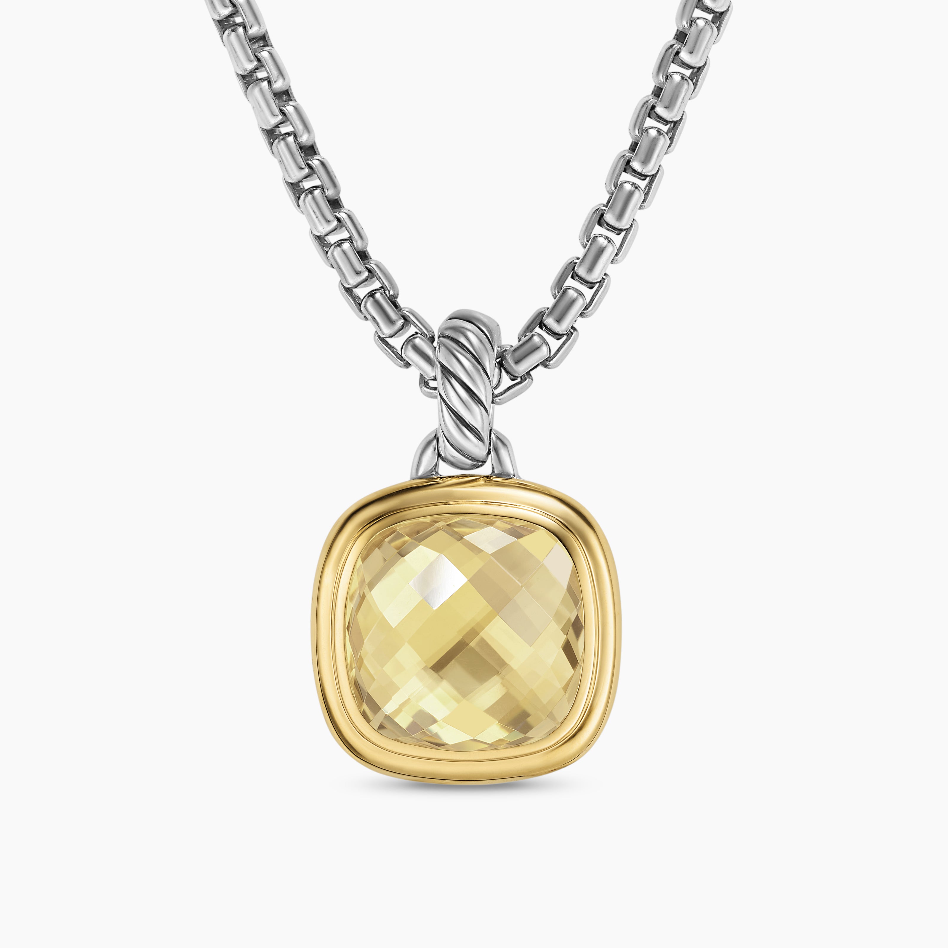 Womens Albion&reg; Pendant in Sterling Silver with 18K Yellow Gold and Champagne Citrine, 11mm