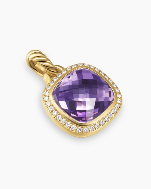 Womens Albion® Pendant in 18K Yellow Gold with Amethyst and Diamonds, 11mm