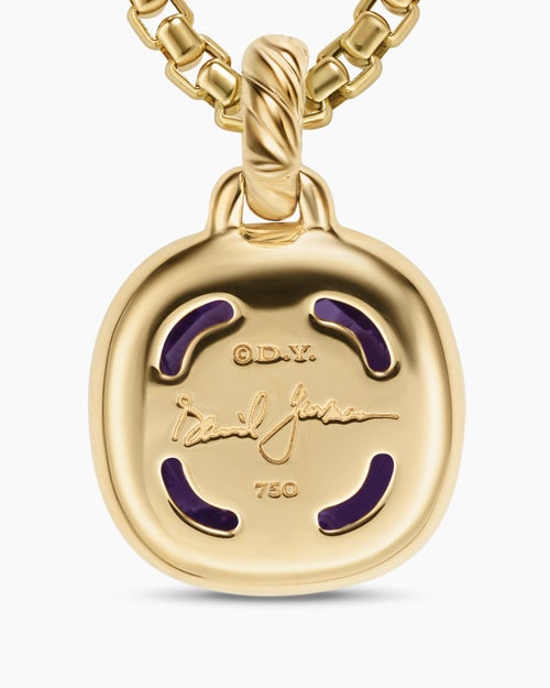 Womens Albion® Pendant in 18K Yellow Gold with Amethyst and Diamonds, 11mm