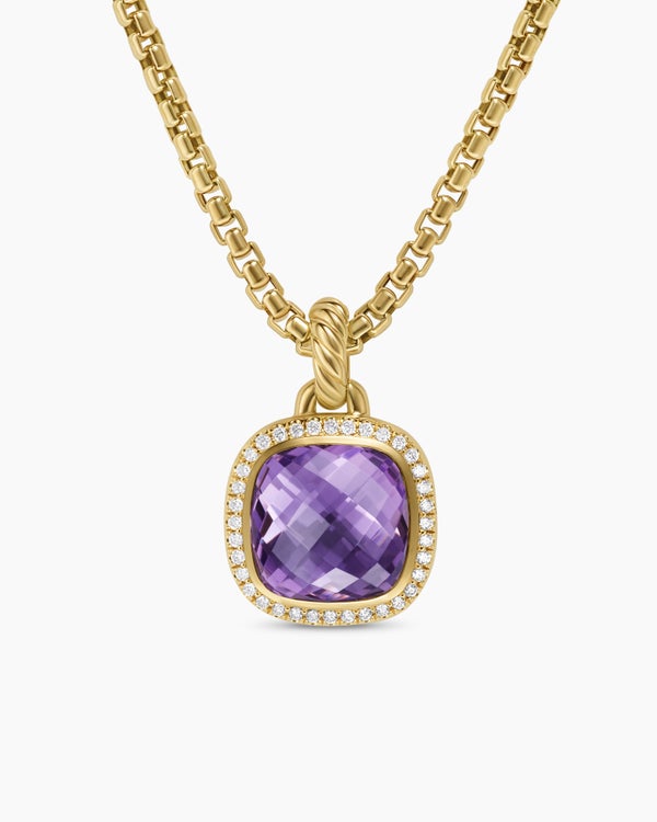 Albion® Pendant in 18K Yellow Gold with Amethyst and Diamonds, 11mm