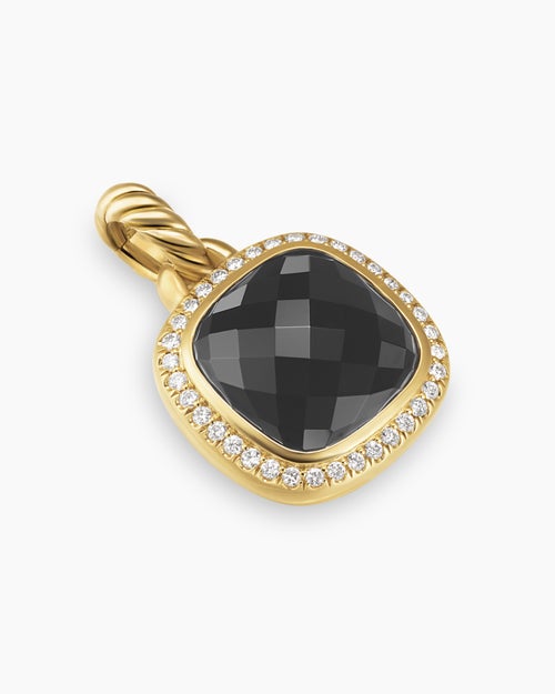 Womens Albion® Pendant in 18K Yellow Gold with Black Onyx and Diamonds, 11mm