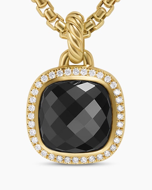 Womens Albion® Pendant in 18K Yellow Gold with Black Onyx and Diamonds, 11mm