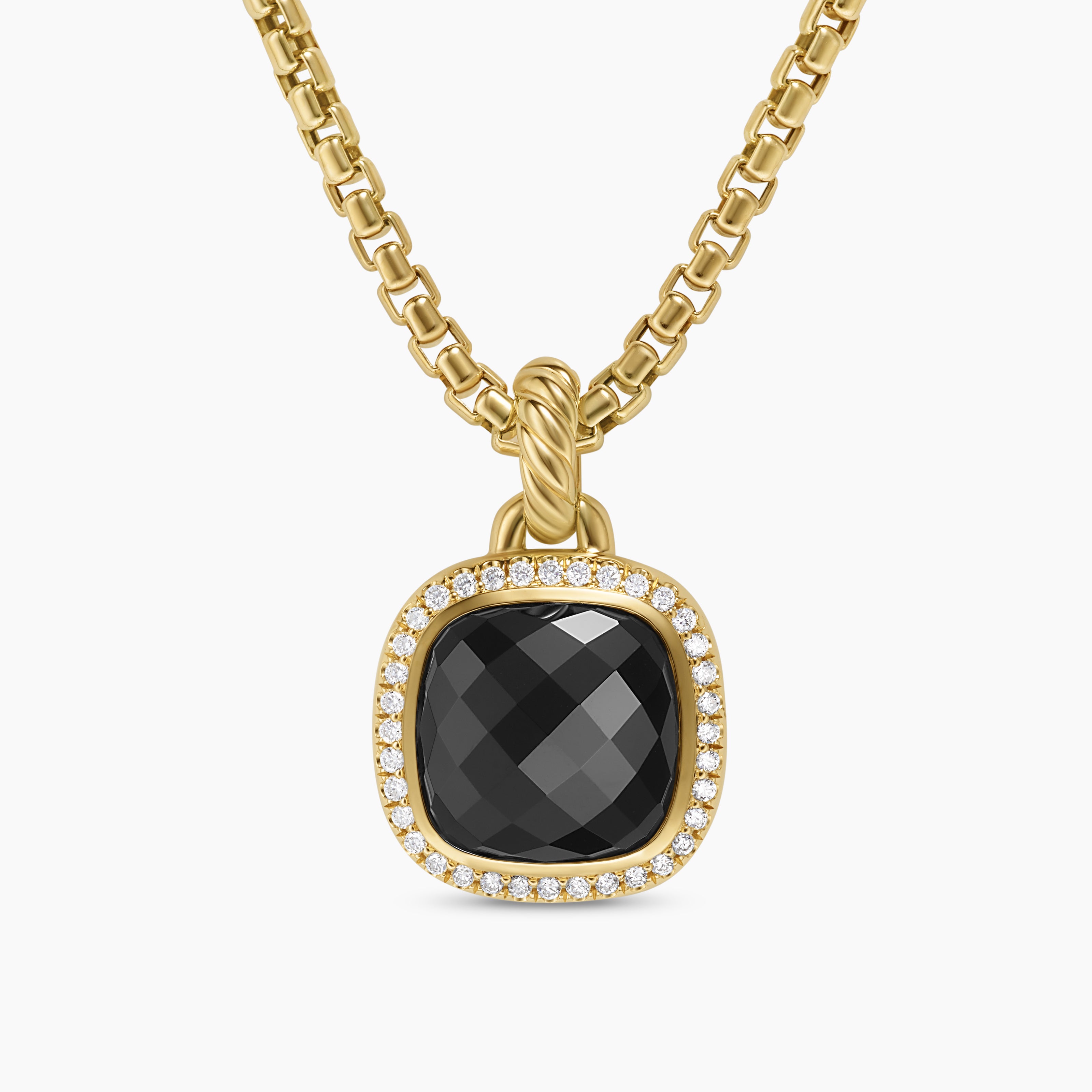 Womens Albion&reg; Pendant in 18K Yellow Gold with Black Onyx and Diamonds, 11mm