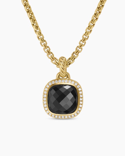 Womens Albion® Pendant in 18K Yellow Gold with Black Onyx and Diamonds, 11mm