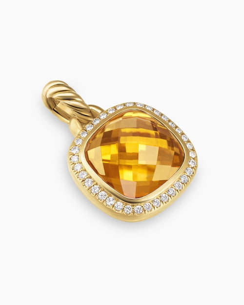 Womens Albion® Pendant in 18K Yellow Gold with Citrine and Diamonds, 11mm
