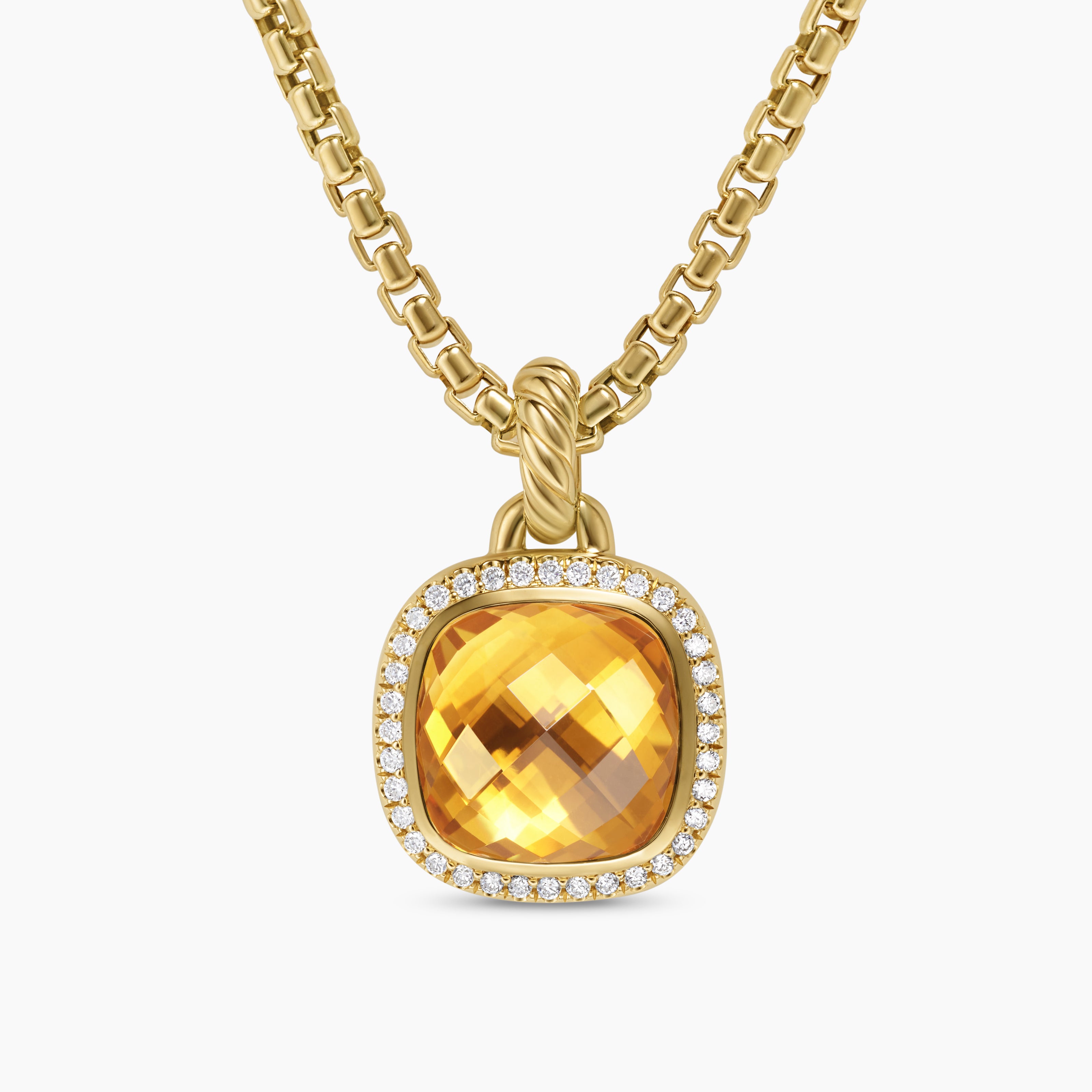 Womens Albion&reg; Pendant in 18K Yellow Gold with Citrine and Diamonds, 11mm