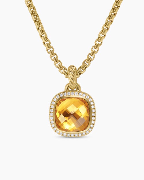 Womens Albion® Pendant in 18K Yellow Gold with Citrine and Diamonds, 11mm