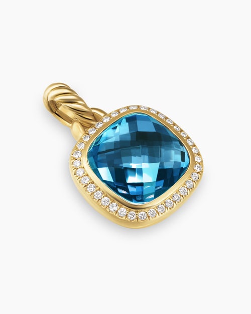 Womens Albion® Pendant in 18K Yellow Gold with Hampton Blue Topaz and Diamonds, 11mm