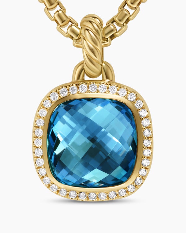 Albion® Pendant in 18K Yellow Gold with Hampton Blue Topaz and Diamonds, 11mm