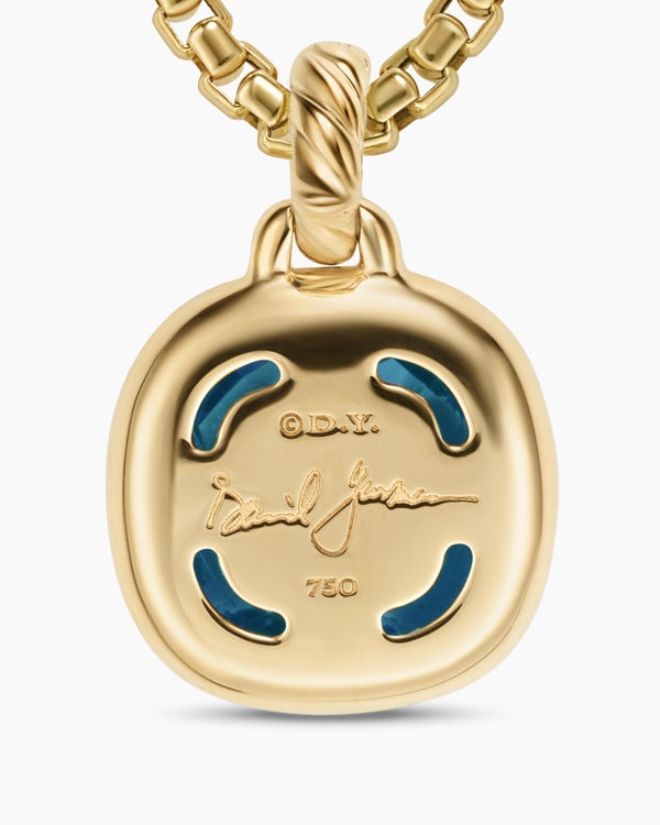 Albion® Pendant in 18K Yellow Gold with Hampton Blue Topaz and Diamonds, 11mm