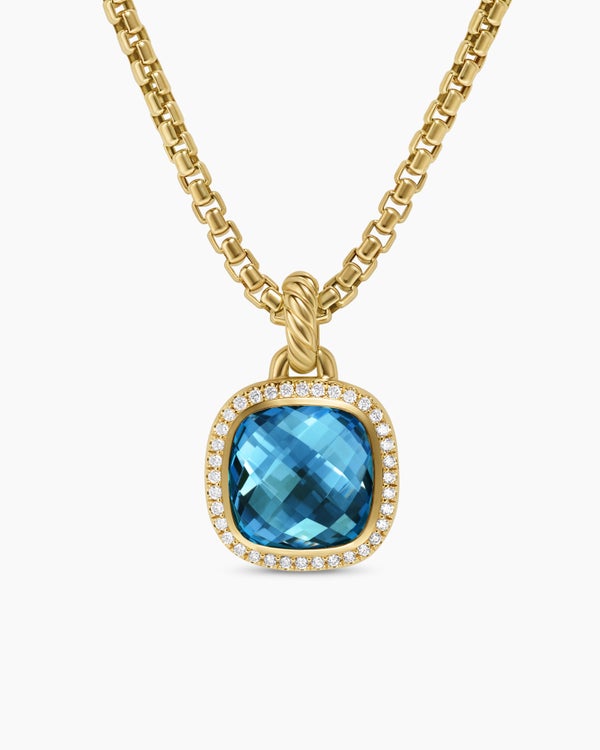 Albion® Pendant in 18K Yellow Gold with Hampton Blue Topaz and Diamonds, 11mm