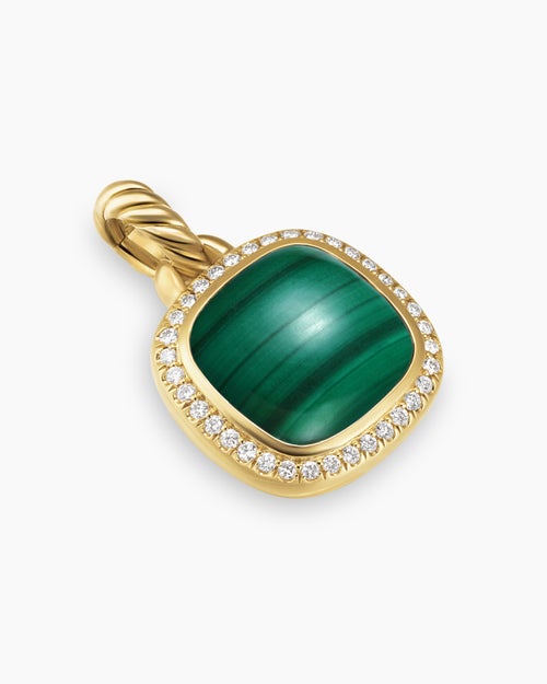 Womens Albion® Pendant in 18K Yellow Gold with Malachite and Diamonds, 11mm