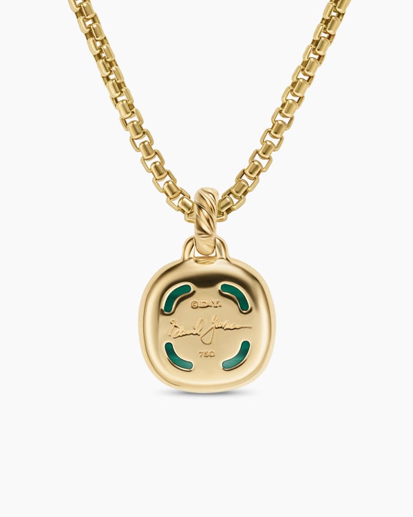Albion® Pendant in 18K Yellow Gold with Malachite and Diamonds, 11mm