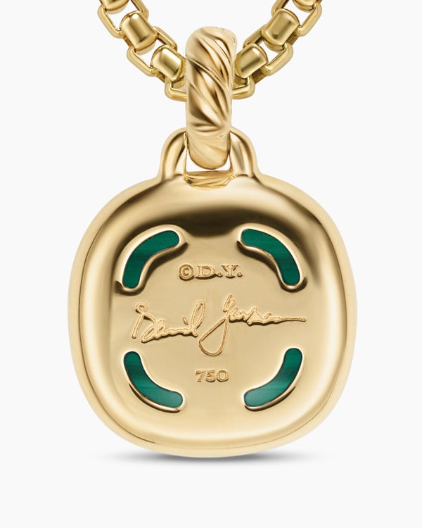 Albion® Pendant in 18K Yellow Gold with Malachite and Diamonds, 11mm