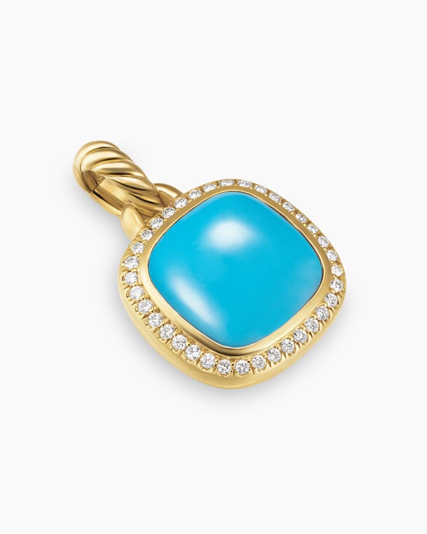 Albion® Pendant in 18K Yellow Gold with Turquoise and Diamonds, 11mm