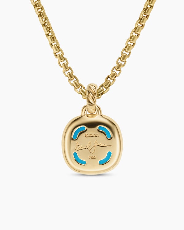 Albion® Pendant in 18K Yellow Gold with Turquoise and Diamonds, 11mm