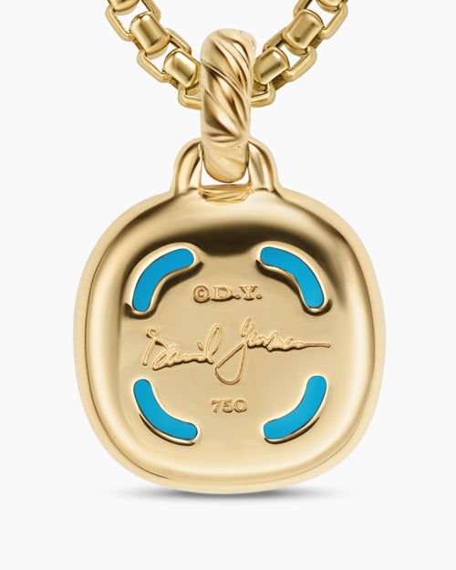 Womens Albion® Pendant in 18K Yellow Gold with Turquoise and Diamonds, 11mm