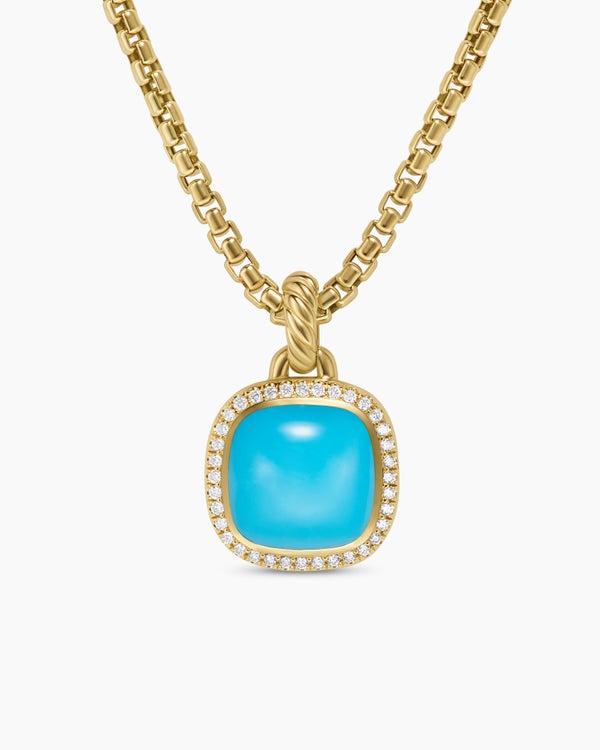 Albion® Pendant in 18K Yellow Gold with Turquoise and Diamonds, 11mm