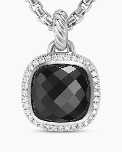Womens Albion® Pendant in Sterling Silver with Black Onyx and Diamonds, 11mm