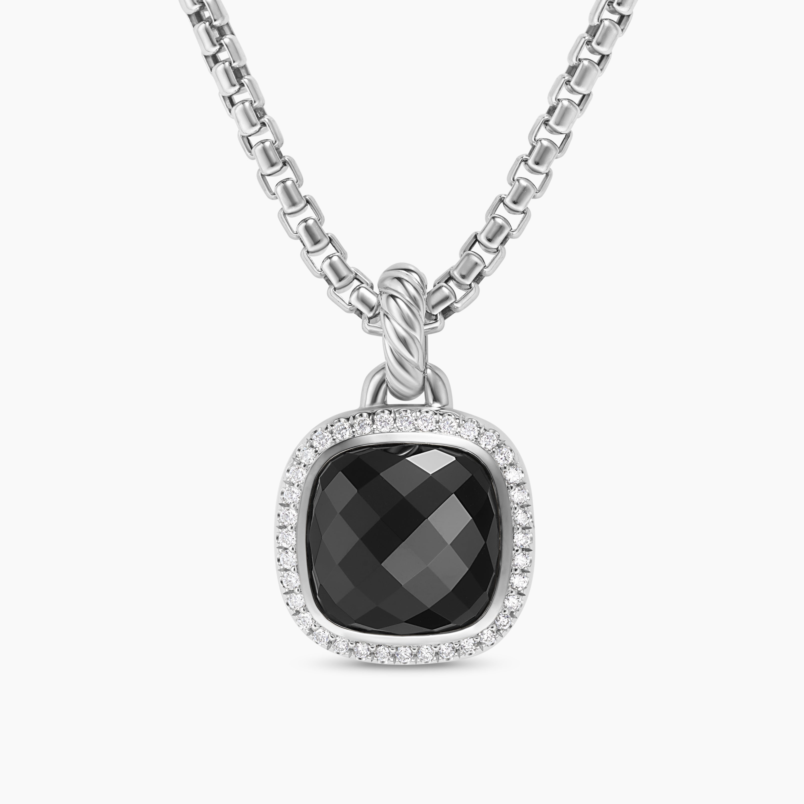 Womens Albion&reg; Pendant in Sterling Silver with Black Onyx and Diamonds, 11mm