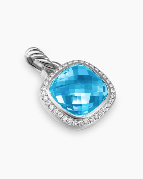 Womens Albion® Pendant in Sterling Silver with Blue Topaz and Diamonds, 11mm