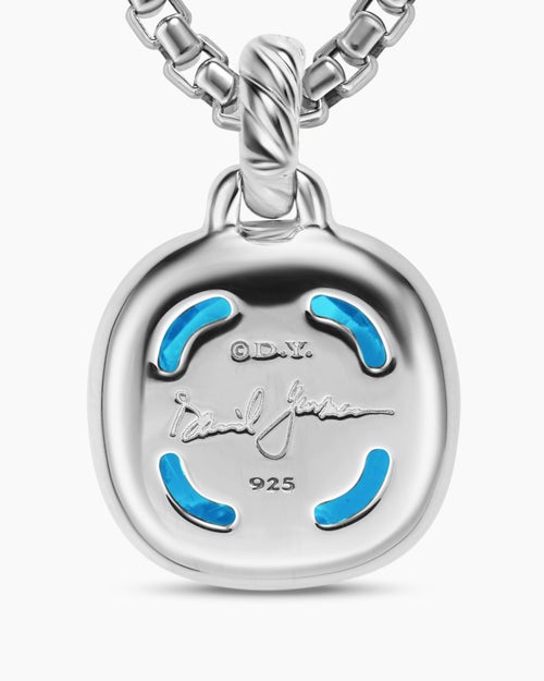 Womens Albion® Pendant in Sterling Silver with Blue Topaz and Diamonds, 11mm