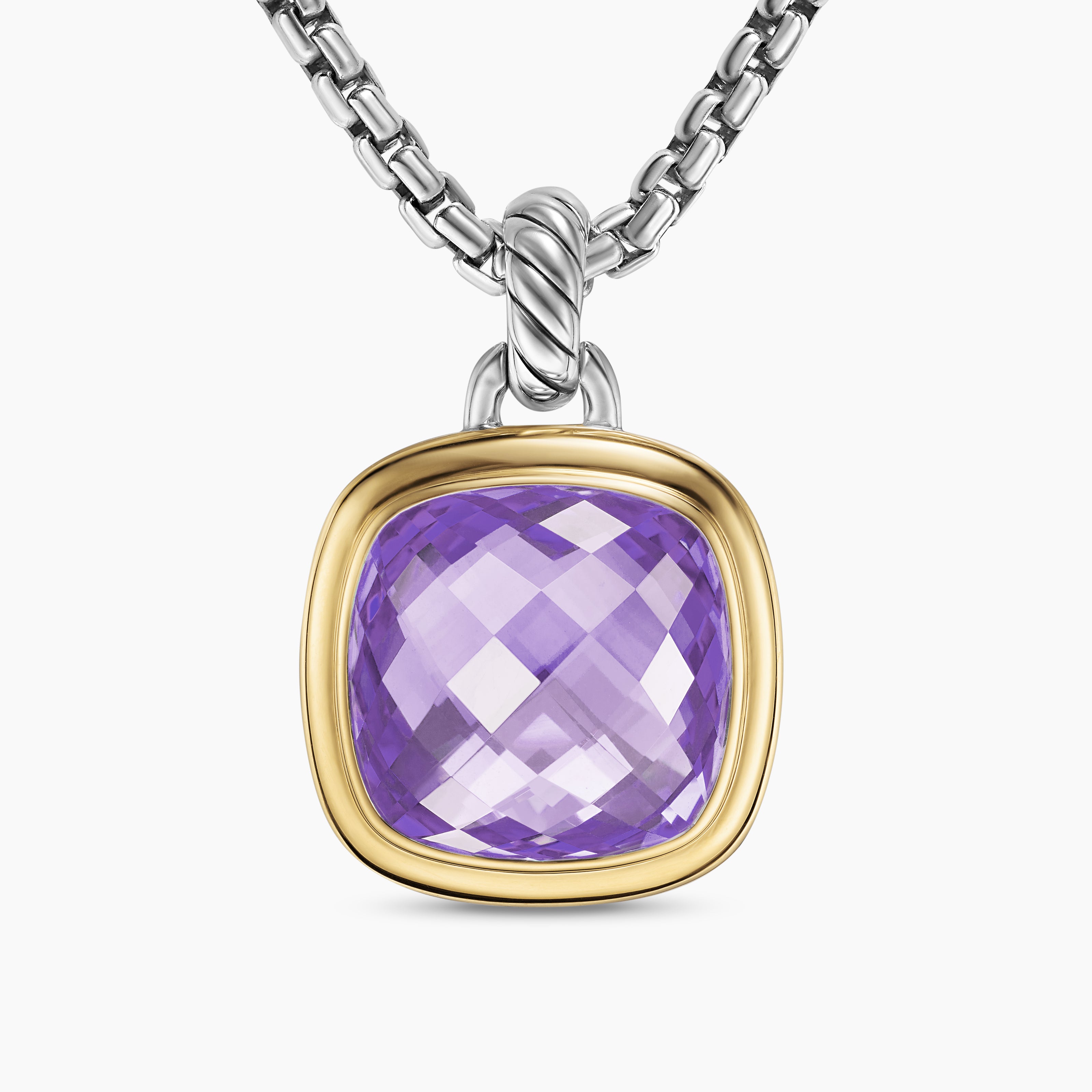 Womens Albion&reg; Pendant in Sterling Silver with 18K Yellow Gold and Amethyst, 15mm