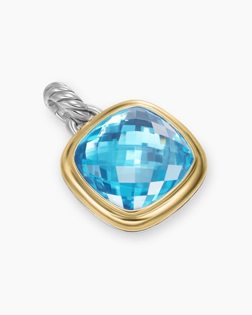 Womens Albion® Pendant in Sterling Silver with 18K Yellow Gold and Blue Topaz, 15mm
