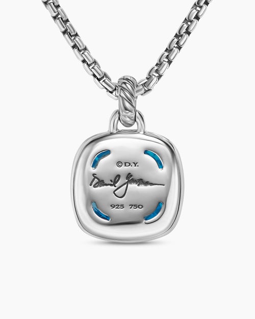 Womens Albion® Pendant in Sterling Silver with 18K Yellow Gold and Blue Topaz, 15mm