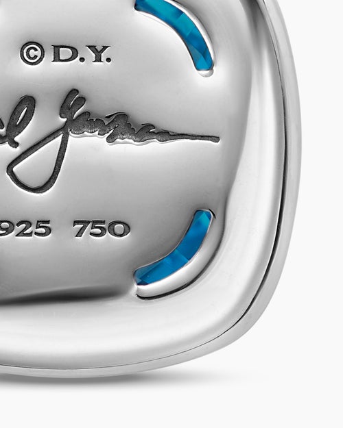 Womens Albion® Pendant in Sterling Silver with 18K Yellow Gold and Blue Topaz, 15mm